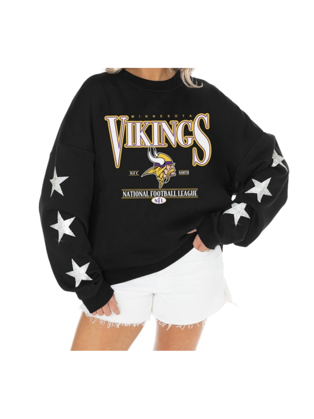 Minnesota Vikings Gameday Couture Women's Rhinestone Star black sweatshirt M